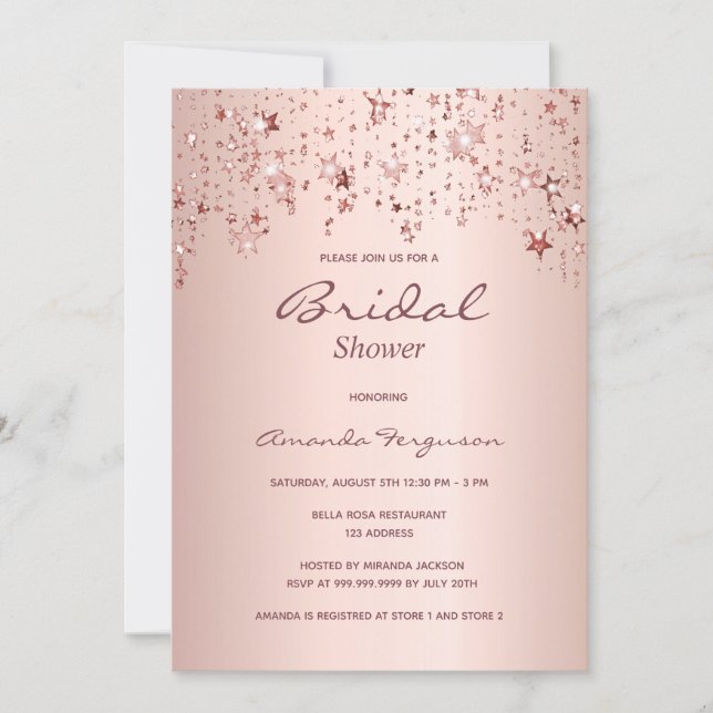 Bridal Shower rose gold stars Invitation (Front)
