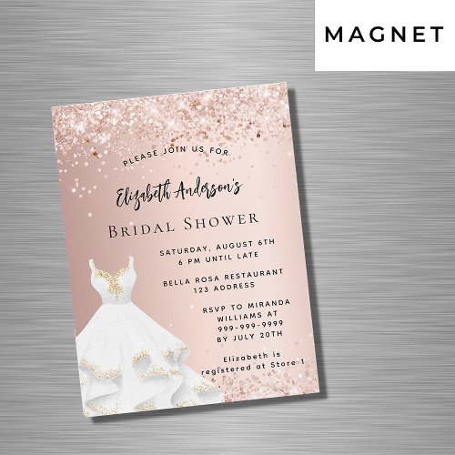 Bridal Shower rose gold white dress luxury Magnetic Invitation