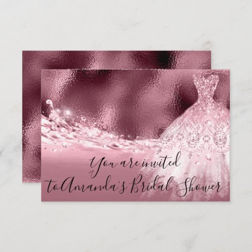 Bridal Shower Rose Spark Dress Glitter Ocean Invitation