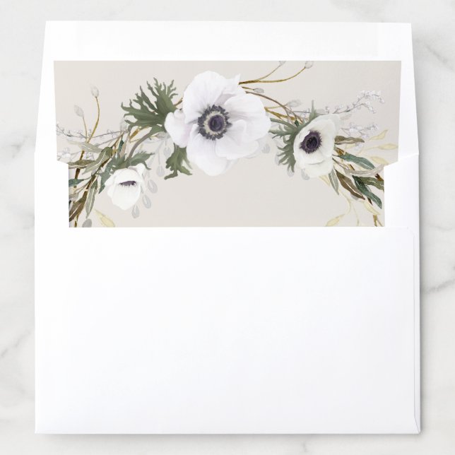 Bridal Shower Rustic Anemone Twig Fern Eucalyptus Envelope Liner (In Envelope)