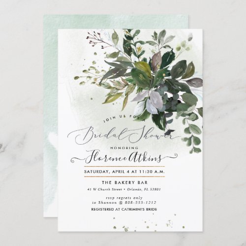 Bridal Shower Rustic Blue Gum Eucalyptus Invitation
