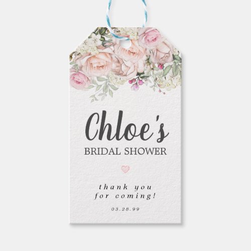 Bridal Shower Rustic Boho Blush Pink Rose Floral Gift Tags