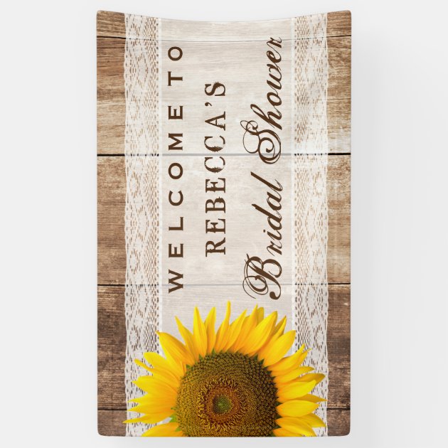 Bridal Shower Rustic Country Barn Wood Sunflower Banner
