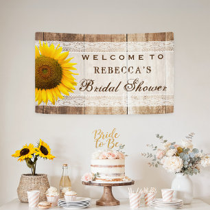 Bridal Shower Rustic Country Barn Wood Sunflower Banner