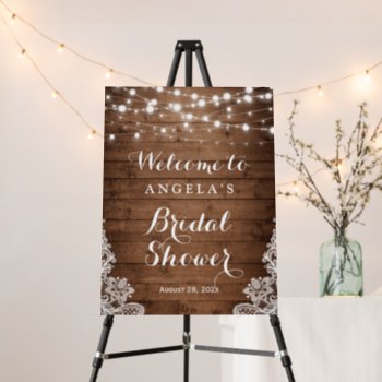 Bridal Shower Rustic Country Twinkle Lights Lace Foam Board by CardHunter at Zazzle