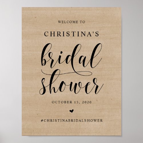 Bridal Shower Rustic Farm Modern wedding font Poster