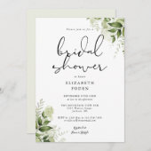 Bridal Shower Rustic Greenery Monogram Invitation (Front/Back)