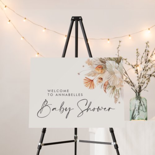 Bridal shower rustic pampas grass floral welcome foam board