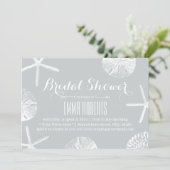 Bridal Shower Rustic Silver Beach Seashells Invitation (Standing Front)