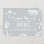 Bridal Shower Rustic Silver Beach Seashells Invitation (Front/Back)