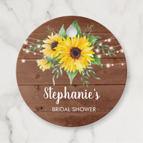 Bridal Shower Rustic Sunflower Wood Thank You Favo Favor Tags