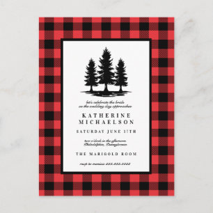BRIDAL SHOWER   Rustic Tree Buffalo Checks Postcard