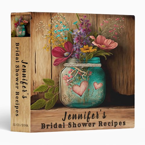 Bridal Shower Rustic Vintage Country Personalized 3 Ring Binder