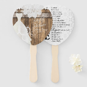 Bridal Shower Rustic Wood and Lace Design Hand Fan