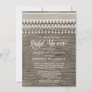 Bridal Shower Rustic Wood Fence Lace Typography Invitation