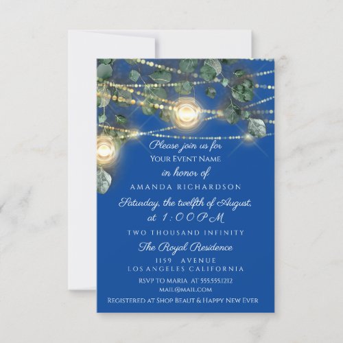 Bridal Shower Rustic Wood Gold Blue Jars Light Invitation