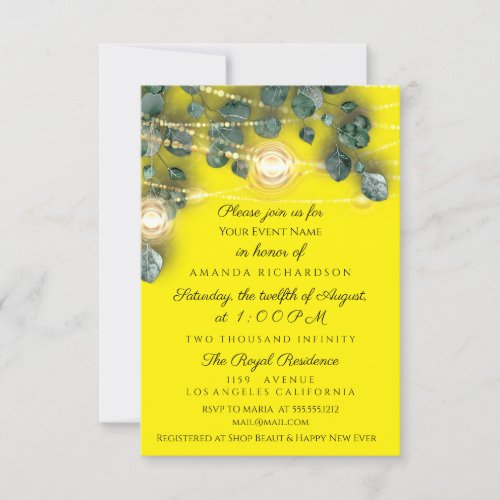 Bridal Shower Rustic Wood Gold Yellow Jars Light Invitation