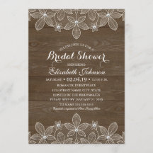 Bridal Shower Rustic Wood Lace Elegant Country