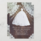 Bridal Shower | Rustic Wood | Lace | Wedding Gown Invitation (Front/Back)