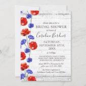 Bridal Shower Rustic Wood & Red Poppy Country Invitation (Front)