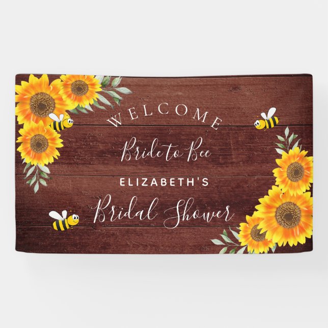 Bridal Shower rustic wood sunflowers bride to bee Banner (Horizontal)
