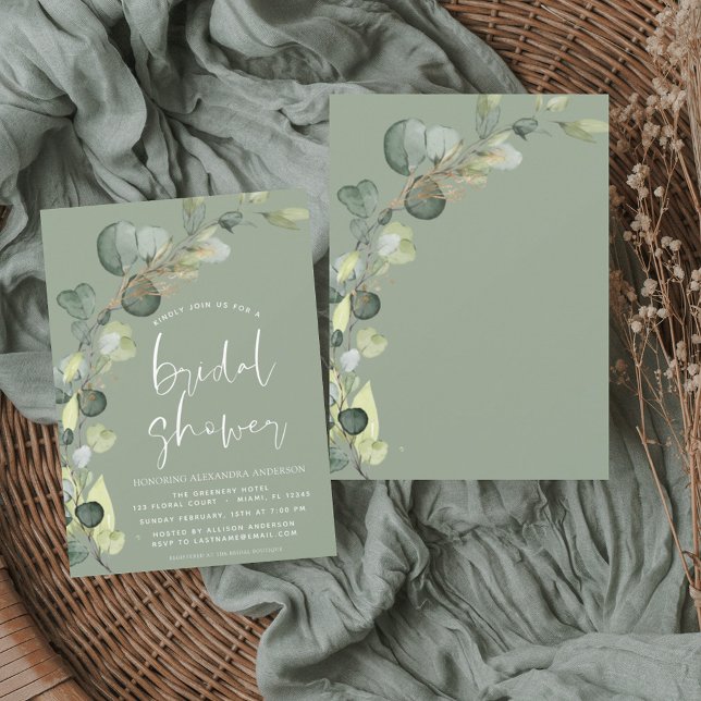 Bridal Shower Sage Green Greenery Eucalyptus Invitation (Creator Uploaded)