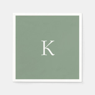  Bridal Shower Sage Green Monogram Initial Wedding Napkins