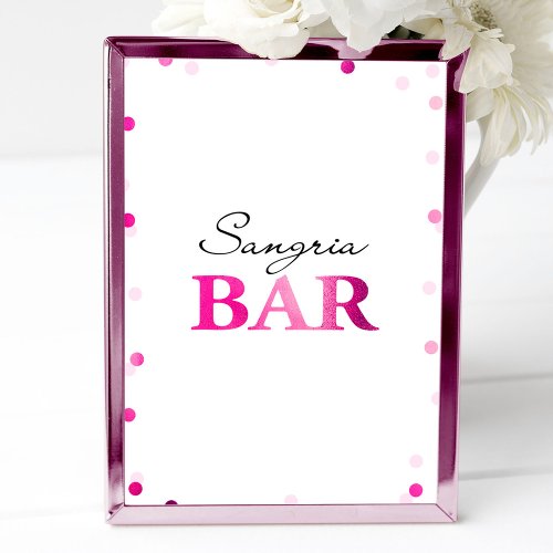 Bridal Shower Sangria Bar Sign  Magenta Confetti Invitation