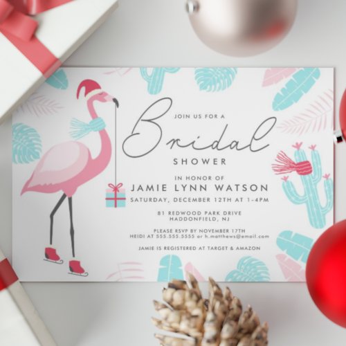 BRIDAL SHOWER  Santa Claus Flamingo Invitation 