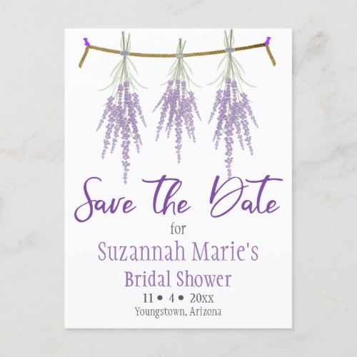 Bridal Shower Save The Date Dry Lavender Bundles A Announcement Postcard