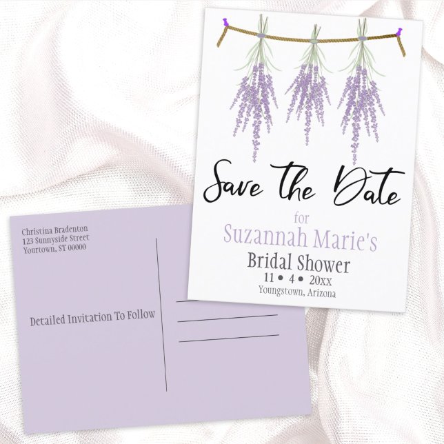 Bridal Shower Save The Date Dry Lavender Bundles Announcement Postcard