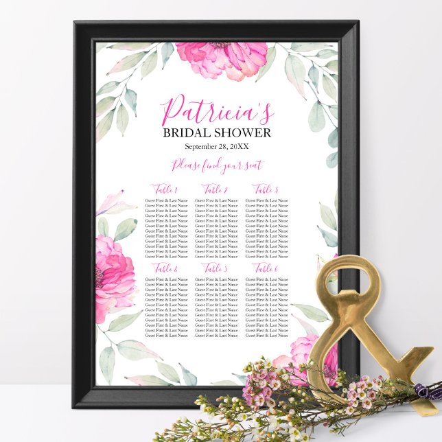 Bridal Shower Seating Chart Boho Watercolor Flower (Creator Uploaded)
