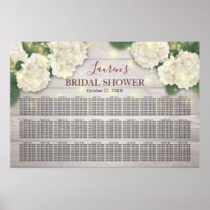 Bridal Shower Seating Chart Flowers Lights Wood