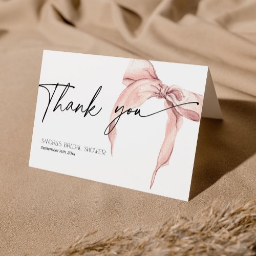 Bridal Shower She is tying the knot blush pink Thank You Card
