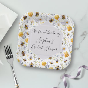 Bridal Shower She's Found Her Honey Bees Floral Paper Plates