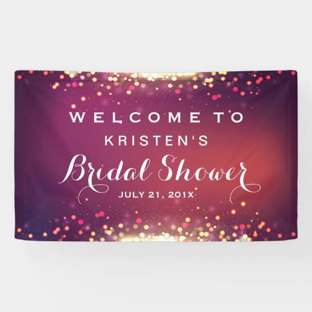 Bridal Shower Shimmer Gold Glitter Sparkles Banner
