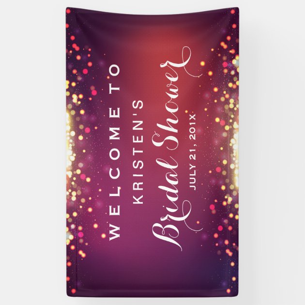 Bridal Shower Shimmer Gold Glitter Sparkles Banner