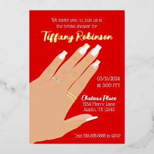 Bridal Shower Showing Ring Real Foil Invitation