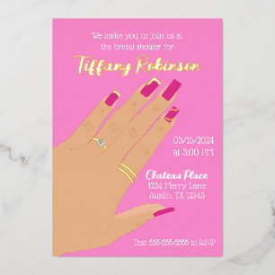 Bridal Shower Showing Ring Real Foil Invitation