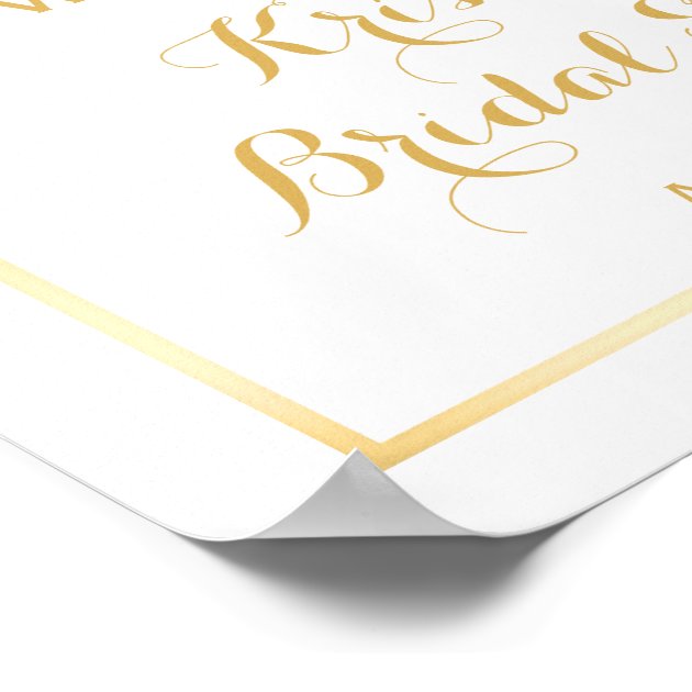Bridal Shower Sign Elegant Chic Floral Gold Frame