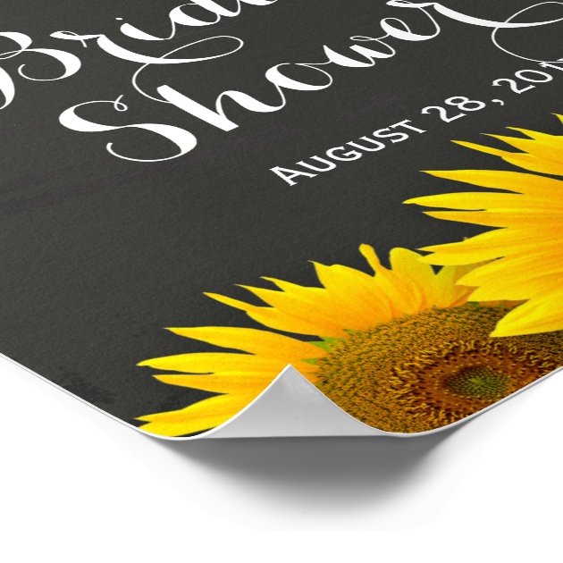Bridal Shower Sign Elegant Sunflowers Chalkboard