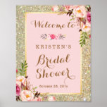 Bridal Shower Sign Gold Glitter Blush Pink Floral