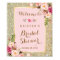 Bridal Shower Sign Gold Glitter Blush Pink Floral