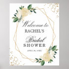 Bridal Shower Sign Greenery Gold Glitters Floral