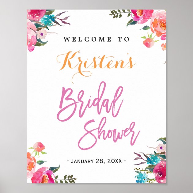 Bridal Shower Sign | Modern Watercolor Floral Poster