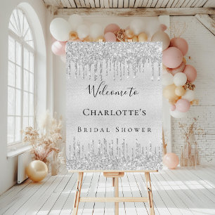 Bridal shower silver drips welcome foam board
