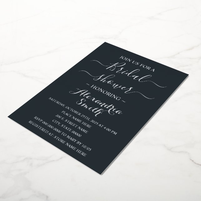 Bridal Shower Silver Foil Invitation (Rotated)