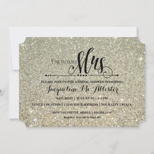 Bridal Shower Silver Glitter Future Mrs Modern Fab Invitation