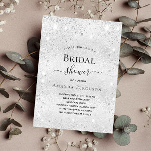 Bridal shower silver glitter glamorous invitation