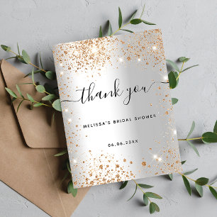 Bridal Shower silver gold glitter thank you Postcard
